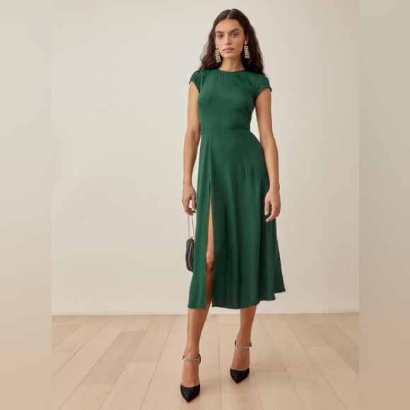 Reformation Gavin Dress In Emerald, Size 2, Brand New, Never Worn.